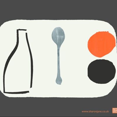 Bottle + Spoon Tea Towel - Charcoal