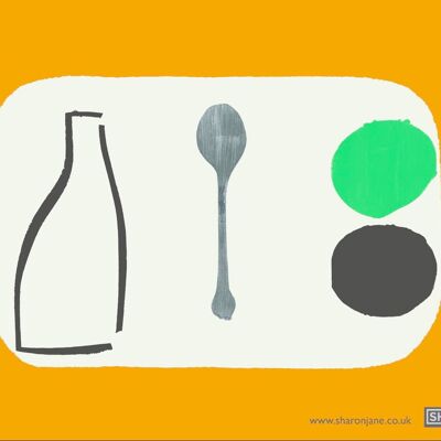 Bottle + Spoon Tea Towel - Saffron