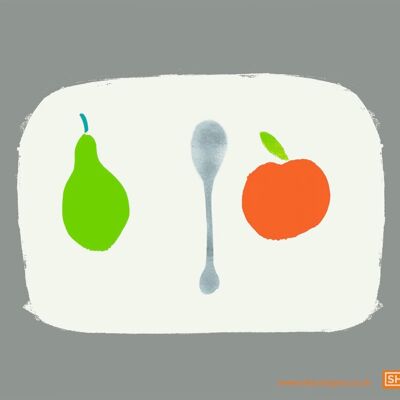 Paño de cocina Manzana + Pera - Gris