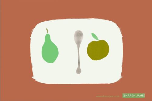 Apple + Pear Tea Towel - Soft Terracotta