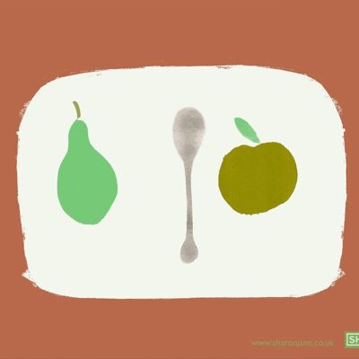 Paño de cocina Manzana + Pera - Terracota suave