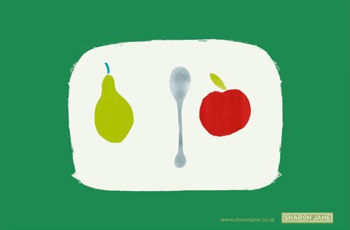 Apple + Pear Tea Towel - Kelly Green