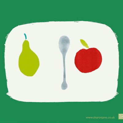 Apple + Pear Tea Towel - Kelly Green