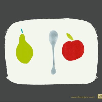 Apple + Pear Tea Towel - Black