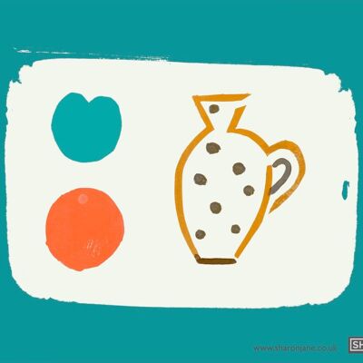 Spotted Jug Tea Towel - Turquoise