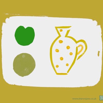 Spotted Jug Tea Towel - Ochre