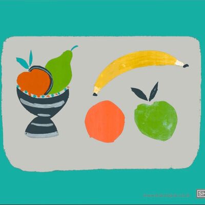 Fruit Bowl Tea Towel - Turquoise