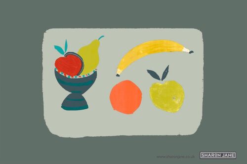 Fruit Bowl Tea Towel - Graphite