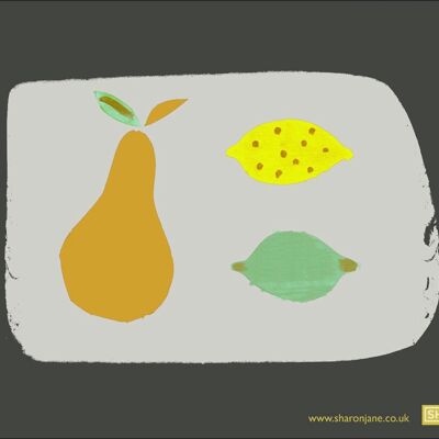 Pear, Lemon & Lime Tea Towel - Bitter Chocolate