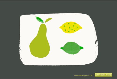 Pear, Lemon & Lime Tea Towel - Off black
