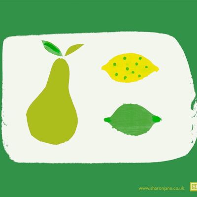 Pear, Lemon & Lime Tea Towel - Emerald
