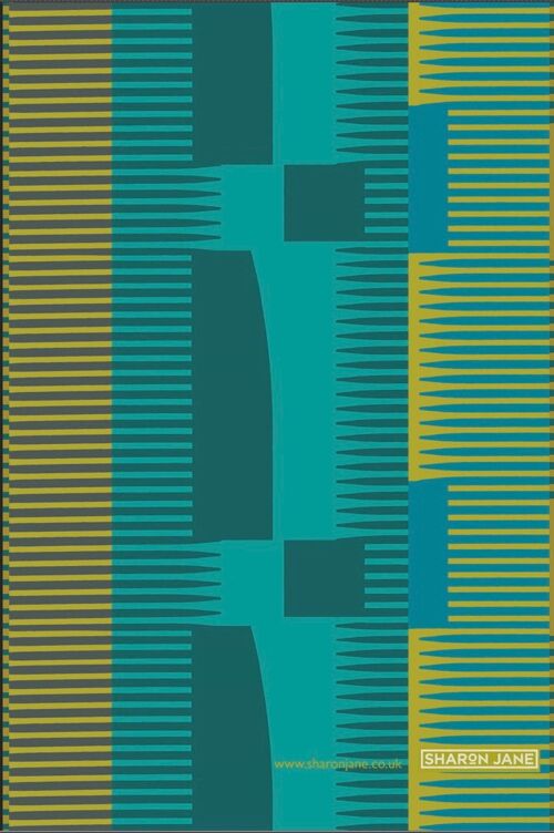 Combed Stripe Tea Towel - Turquoise + Teal