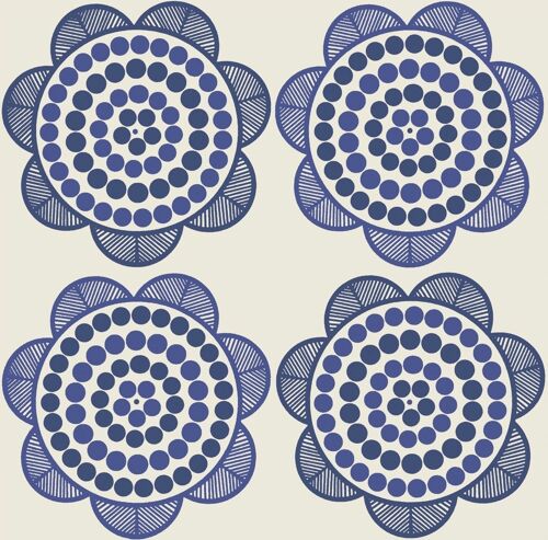 Retro Daisy Wallpaper - White + Navy - roll