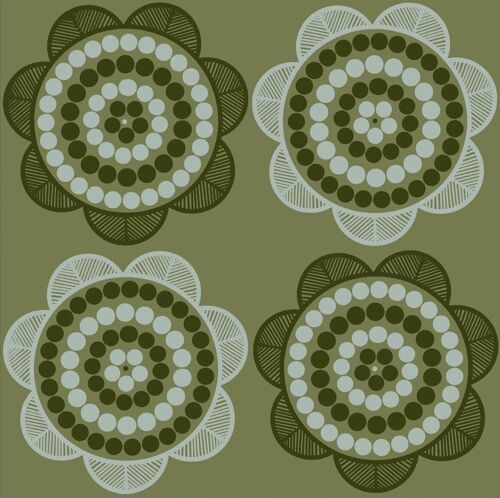 Retro Daisy Wallpaper - Olive + Sage - roll