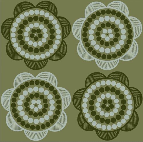 Retro Daisy Wallpaper - Olive + Sage - sample