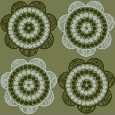 Retro Gänseblümchen-Tapete – Olive + Salbei – Muster