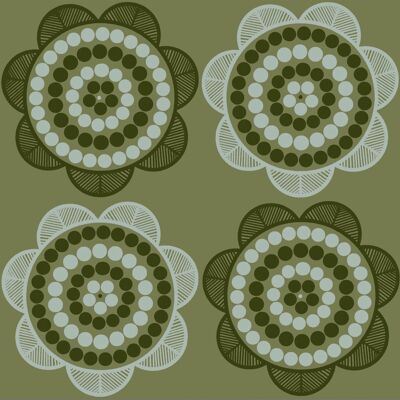 Papel pintado Retro Daisy - Olive + Sage - muestra