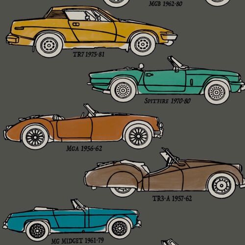 British Classic Cars Wallpaper - Mushroom - Sample