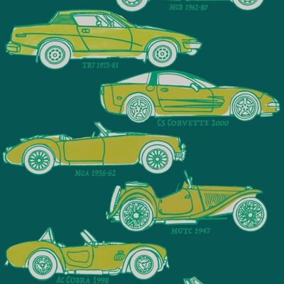 Classic Cars Wallpaper - Bottle + Yellow - Sample