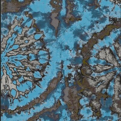 Batik-Kreis-Tapete - Blaugrün / Braun - Rolle