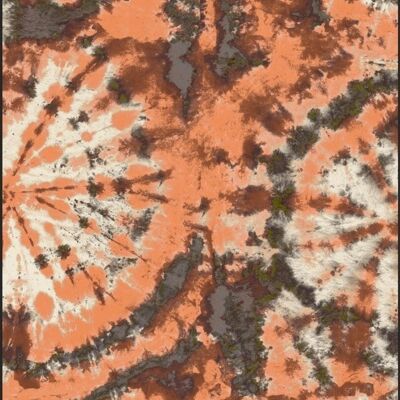 Tie dye circle Wallpaper - Peach / Brown - sample