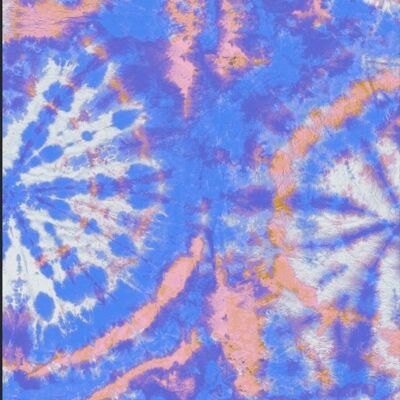 Papier Peint Cercle Tie Dye - Bleu / Corail - rouleau