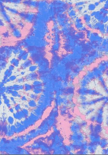 Papier Peint Cercle Tie Dye - Bleu / Rose Doux - rouleau