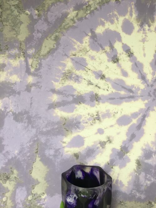 Tie dye circle Wallpaper - Lilac / Grey - sample