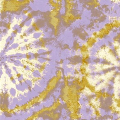 Papier Peint Cercle Tie Dye - Lilas / Moutarde - rouleau