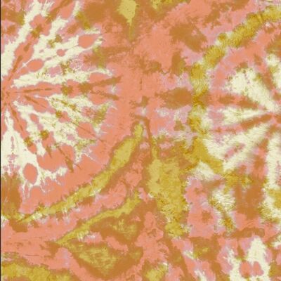 Papier Peint Cercle Tie Dye - Corail / Sable - rouleau