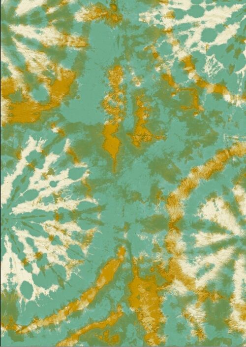 Tie dye circle Wallpaper - Aqua / Gold - sample