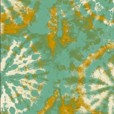 Tie dye circle Wallpaper - Aqua / Gold - sample