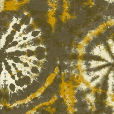 Batik-Kreis-Tapete – Khaki / Senf – Rolle