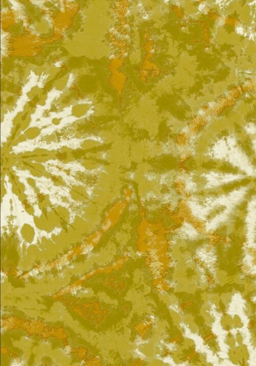 Tie dye circle Wallpaper - Ochre / Mustard - sample