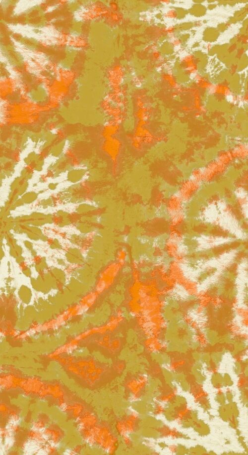 Tie dye circle Wallpaper - Mustard / Orange - roll