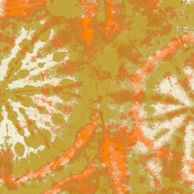Papier Peint Cercle Tie Dye - Moutarde / Orange - rouleau