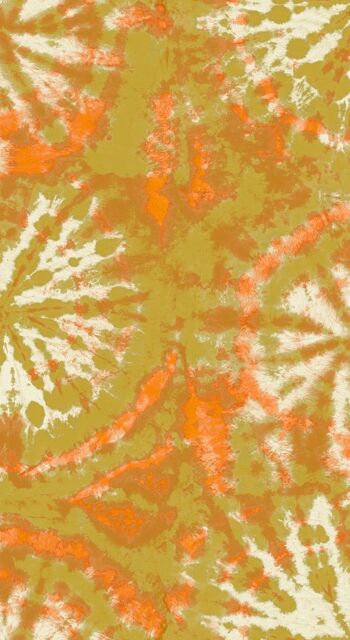 Papier Peint Cercle Tie Dye - Moutarde / Orange - rouleau