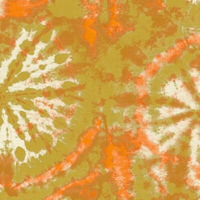 Carta da parati a cerchio tie dye - Senape / Arancio - campione