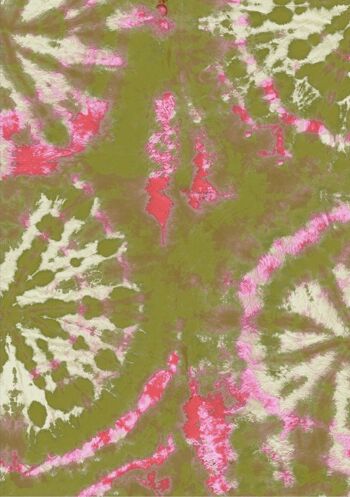 Papier Peint Cercle Tie Dye - Olive / Rose - rouleau