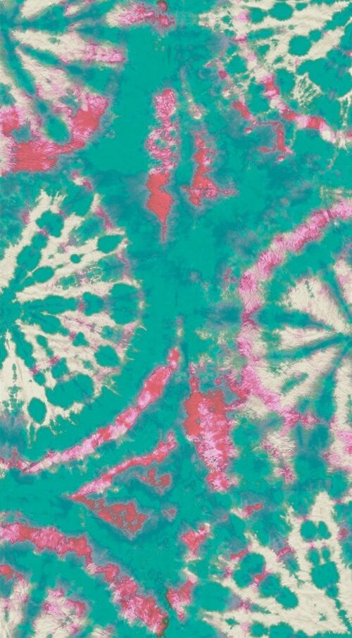 Tie dye circle Wallpaper - Turquoise / pink - sample