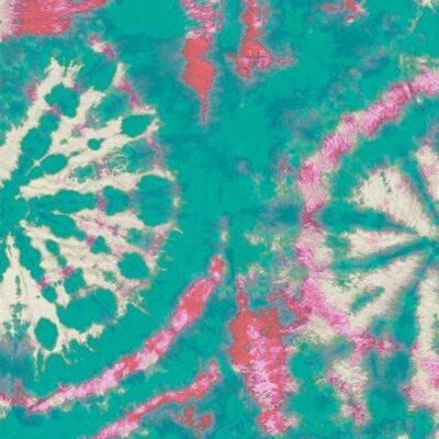 Tie dye circle Wallpaper - Turquoise / pink - sample