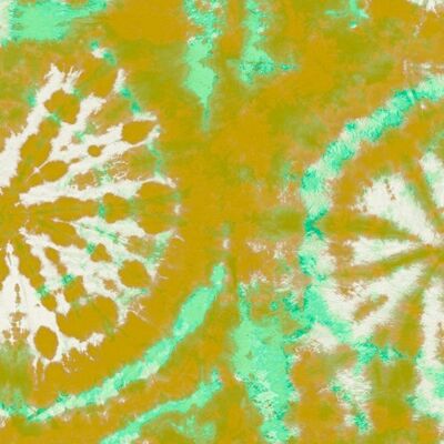 Papel pintado tie dye circle - Ocre / Jade - muestra