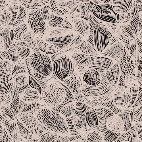 Scribble Wallpaper - Black + Mushroom - roll
