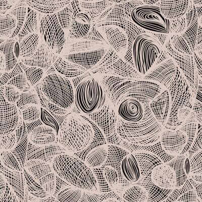 Scribble Wallpaper – Schwarz + Pilz – Muster