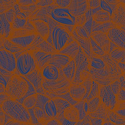 Scribble-Tapete - Kobalt + Terrakotta - Muster