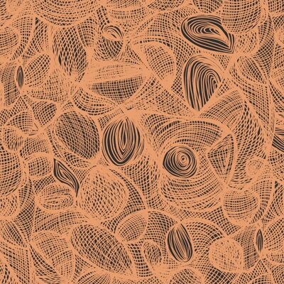 Scribble Wallpaper - Black + Salmon - sample