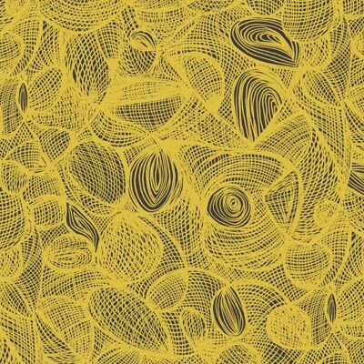 Scribble Wallpaper - Charcoal + Sunflower - sample