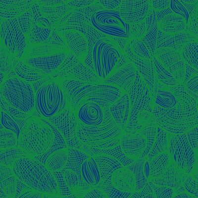 Scribble-Tapete - Kobalt + Smaragd - Muster