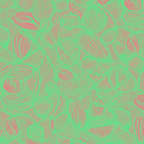 Scribble Wallpaper - Peony + Mint - roll