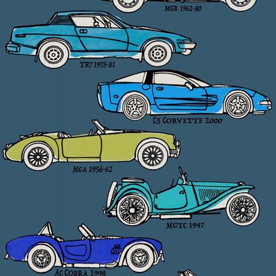 Classic Cars Wallpaper - Blues - Sample